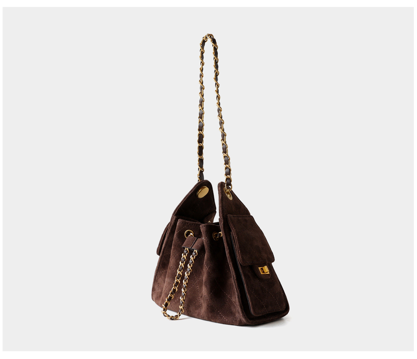 Mora Suede Genuine Leather Handbag (Brown)
