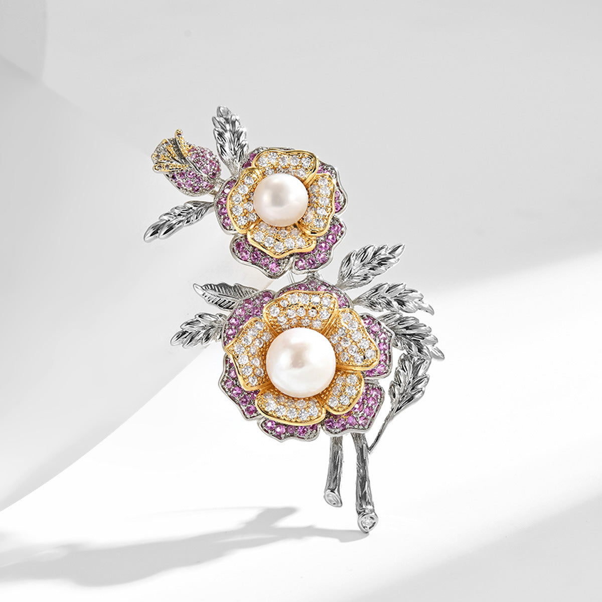 Pearl Branch Zirconia Brooch