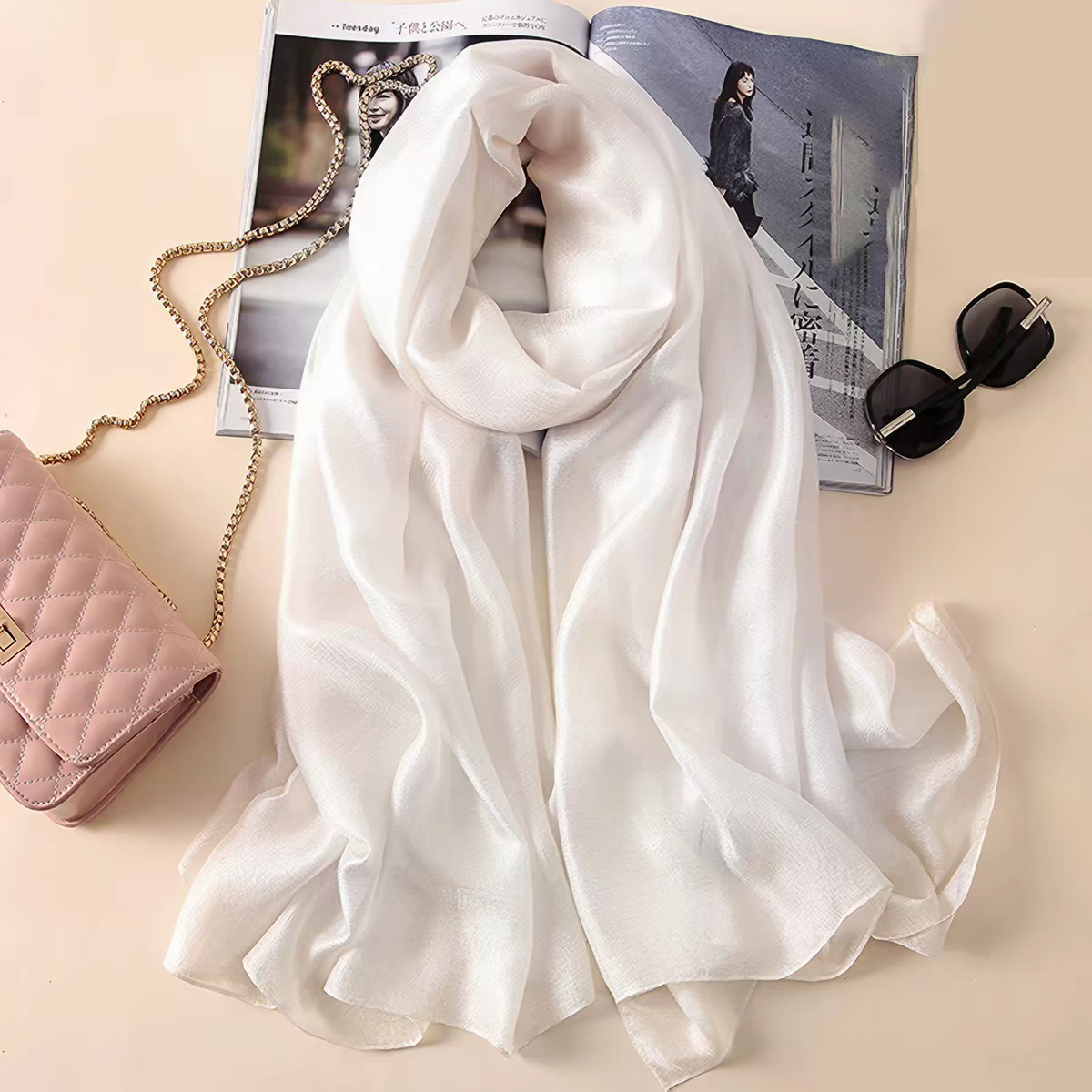 White Silk Linen stole