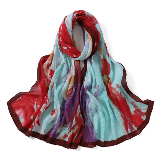 Folda Crinkled Chiffon Stole (Red)
