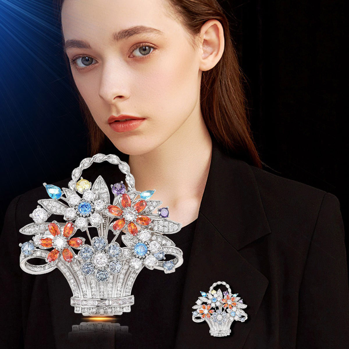 Basket Zirconia Brooch