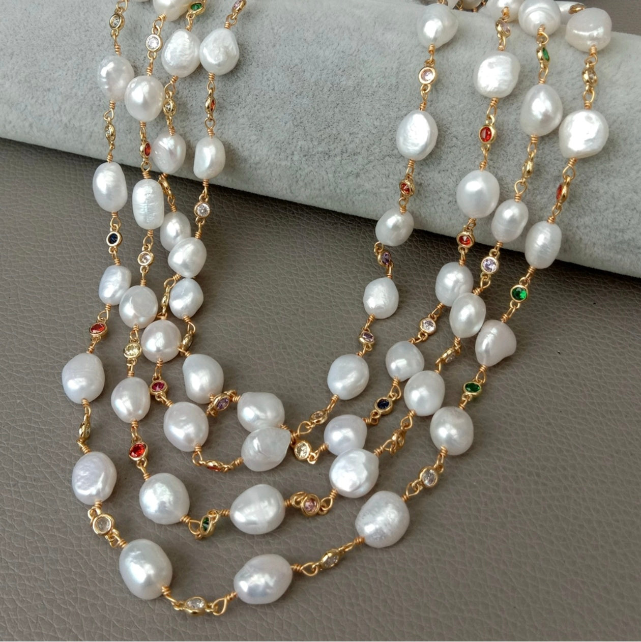 Eloise Four Layered Barouque Real Pearl Necklace