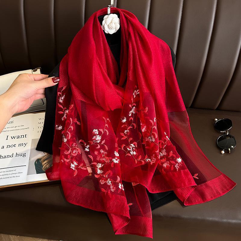 Dynasty Cherry Embroidered Silk Stole