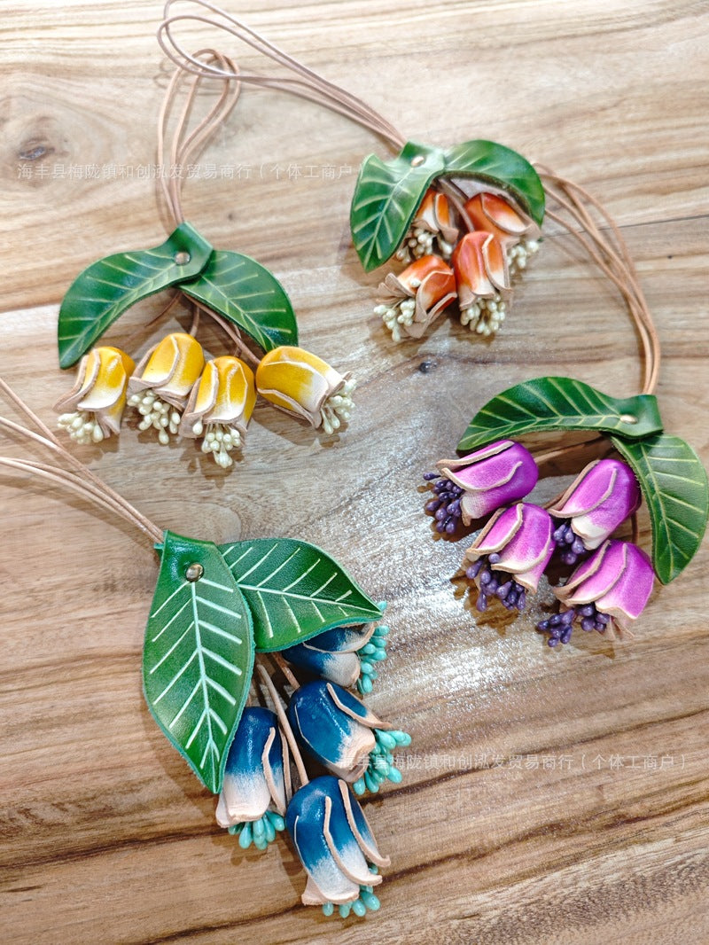 Garden Bird Genuine Leather Bag Charm
