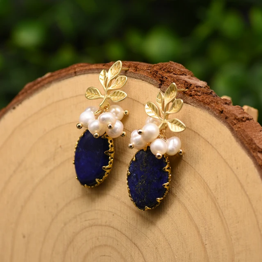 Zyora Lapis Lazuli Pearl Earrings