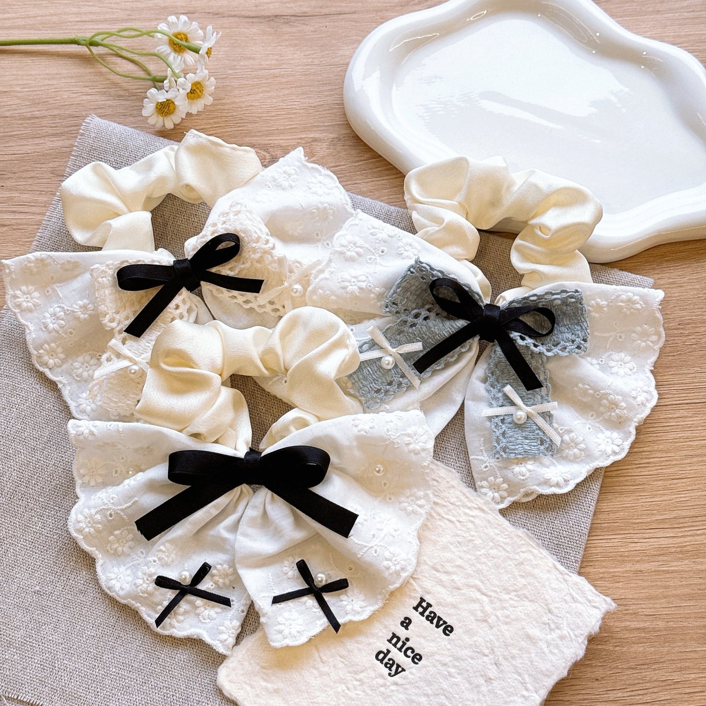 Ivory Lace Scrunchie