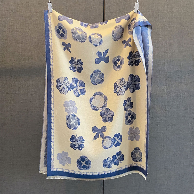 Indigo Petals Shawl