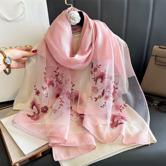 Patrician Blush Embroidered Silk Stole