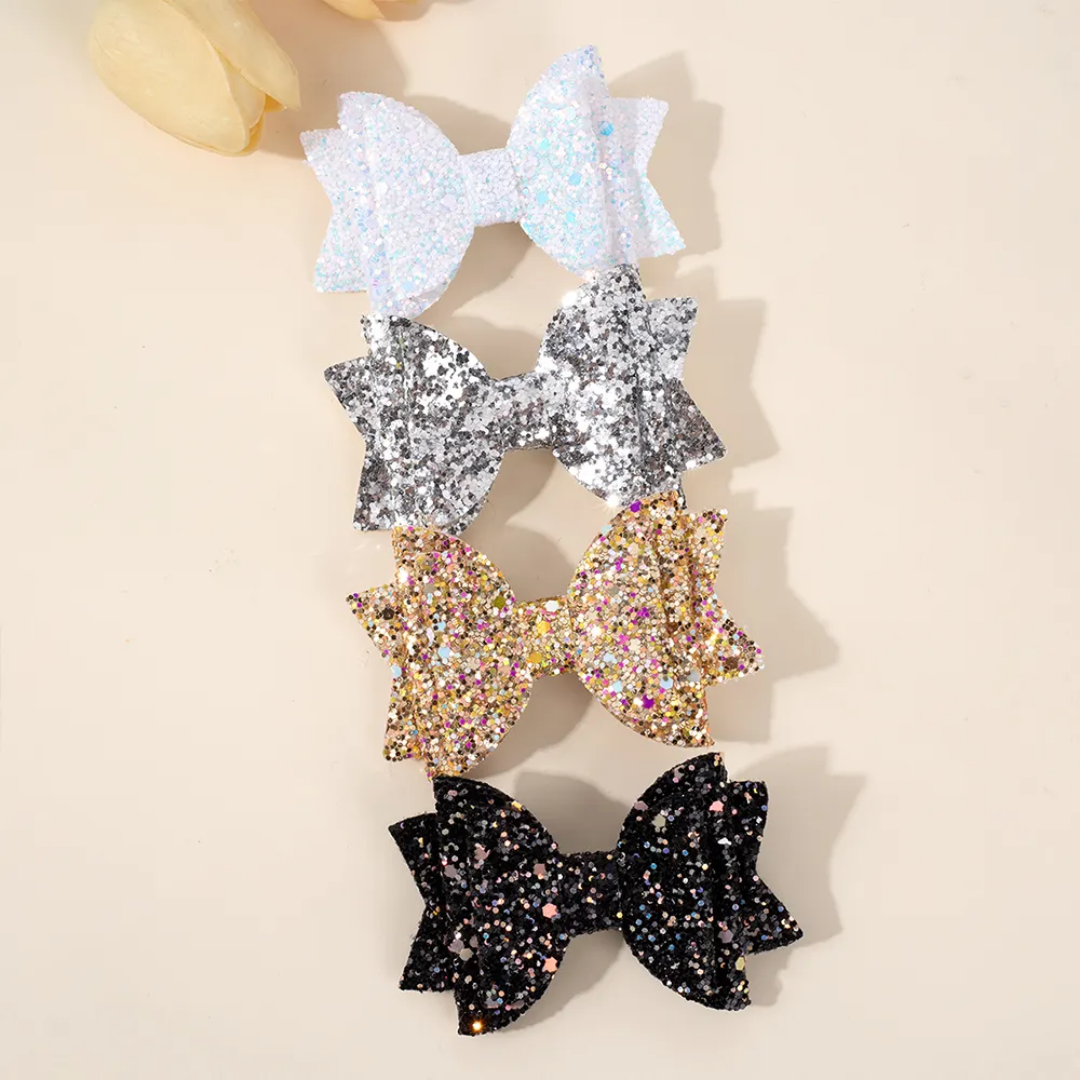 Glitter Bow Kids Side Pin (Set Of 4)