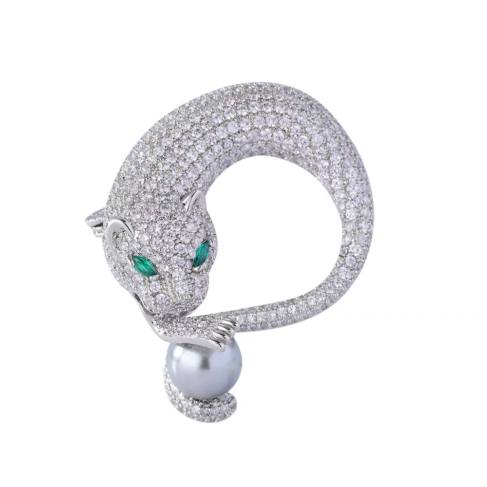 Mystic Paw Zirconia Brooch