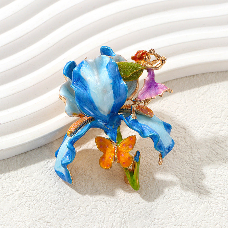 Orchavine Blue Enamel Brooch