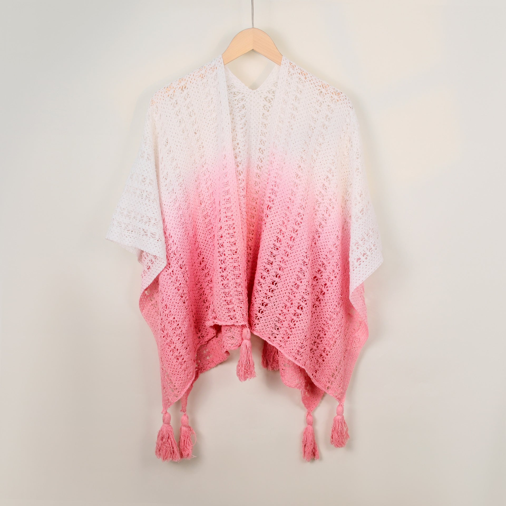 Lavinia Gradient Knitted Summer Poncho(Pink)