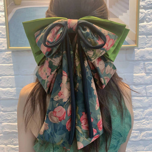 Serel Silk Bow Barratte Clip (Green)