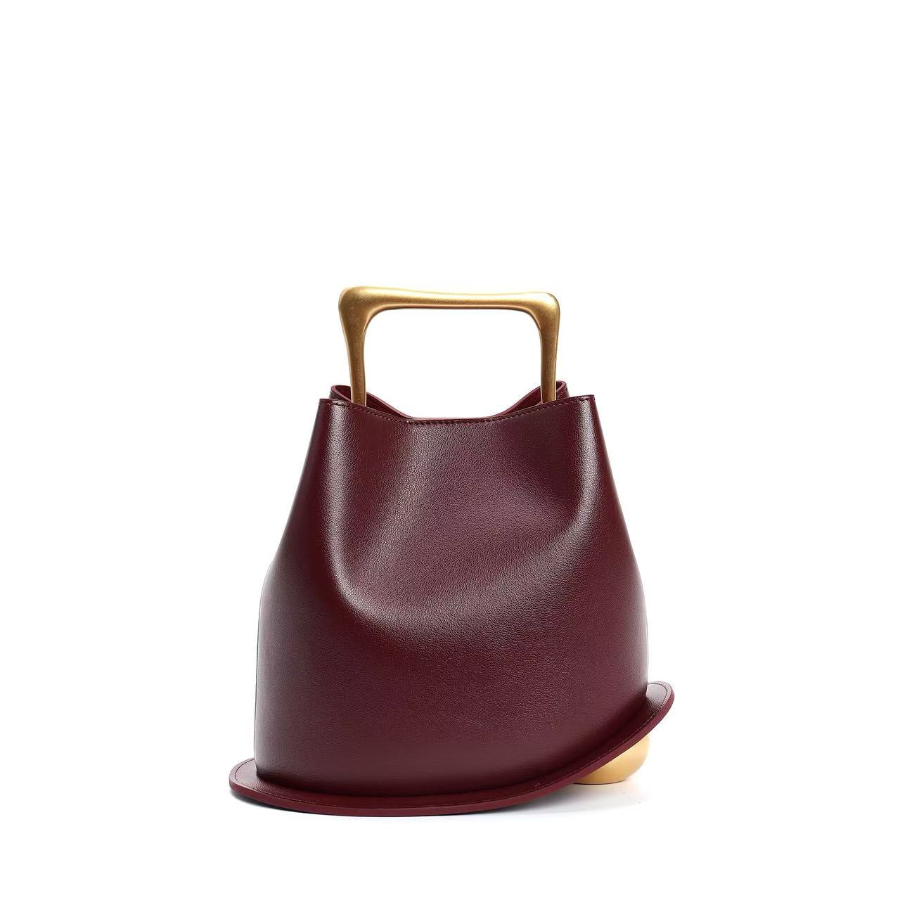 Monetra Genuine Leather Handbag (Wine)