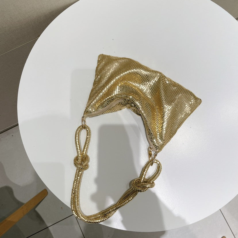 Lucia Metallic Handbag (Gold)