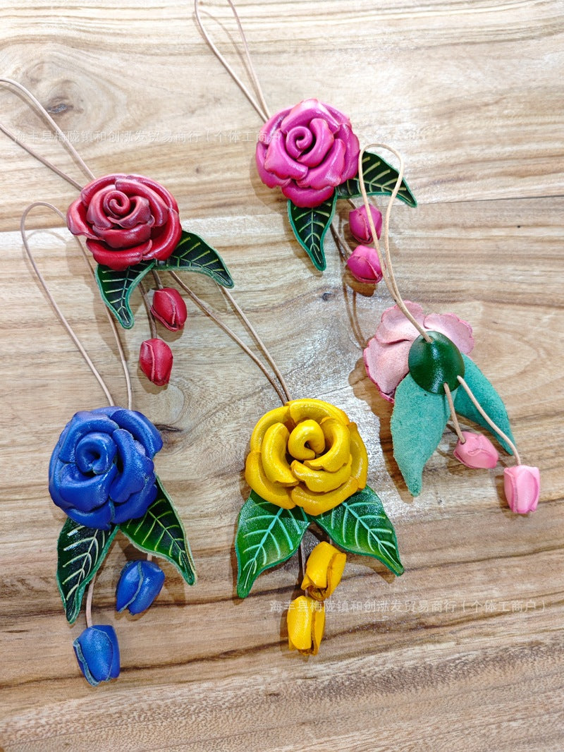 Flora Tassle Genuine Leather Bag Charm