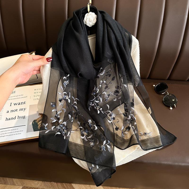 Dynasty Raven Embroidered Silk Stole