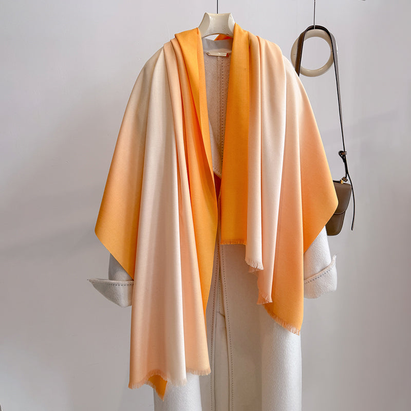 Elaris Mustard Gradient Light Cashmere Shawl