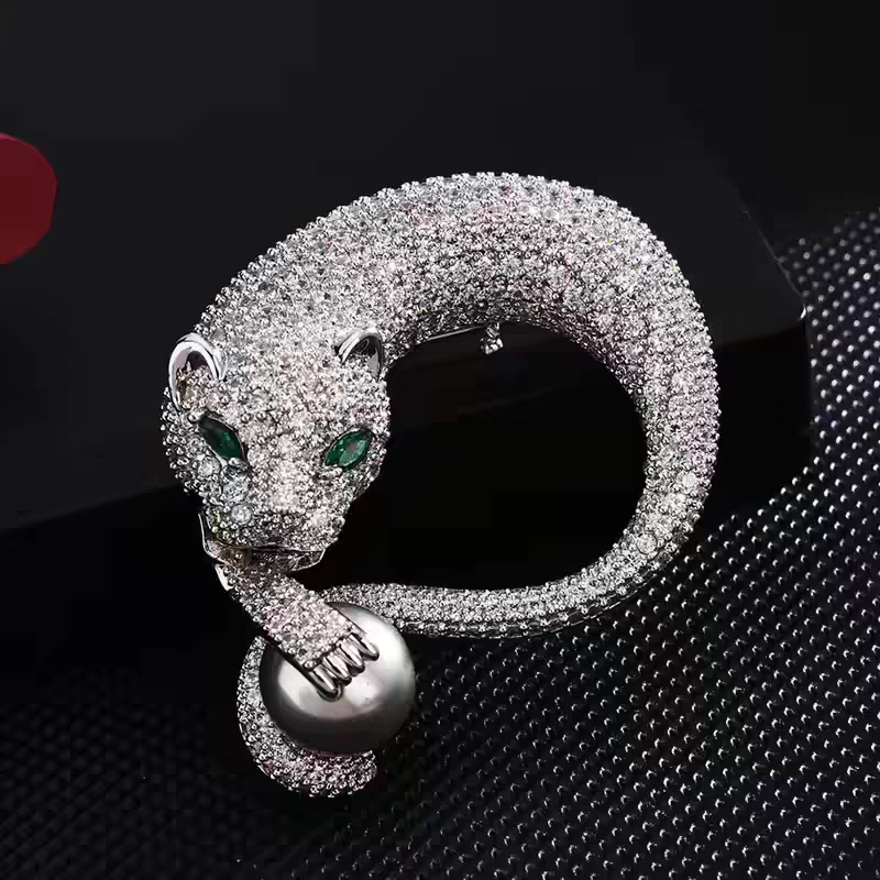 Mystic Paw Zirconia Brooch