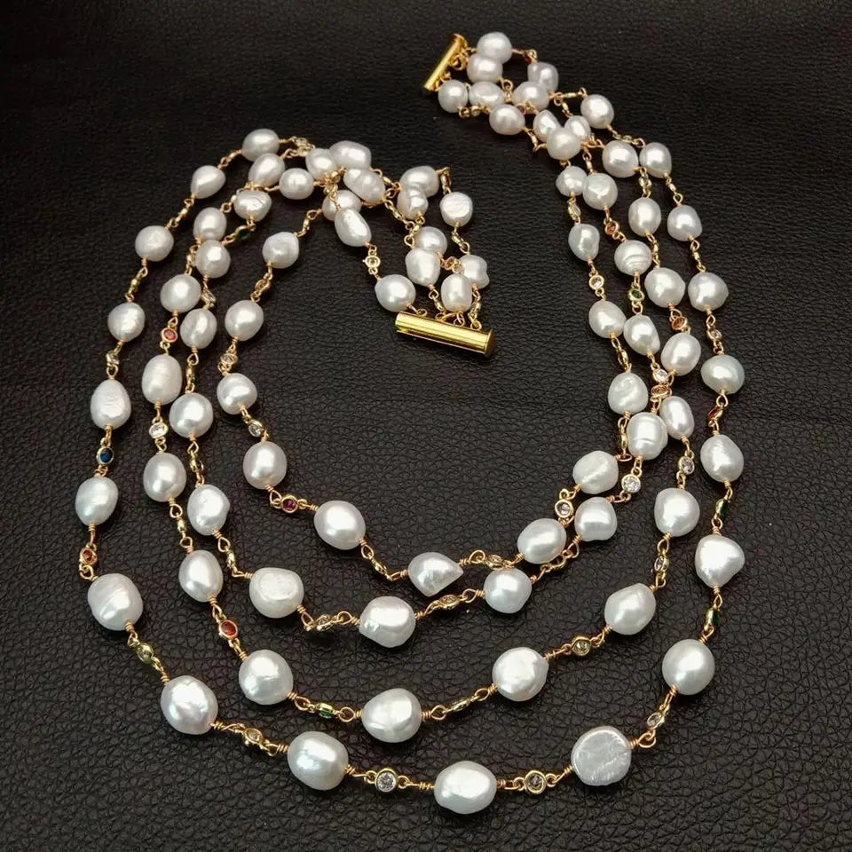 Eloise Four Layered Barouque Real Pearl Necklace