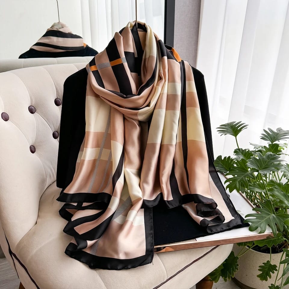 Shadow Check Silk Stole