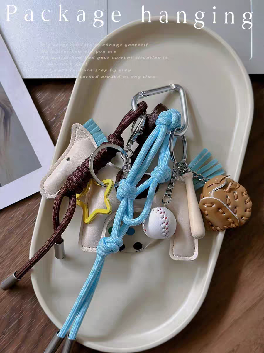 Baseball Vegan Leather Bag Charm