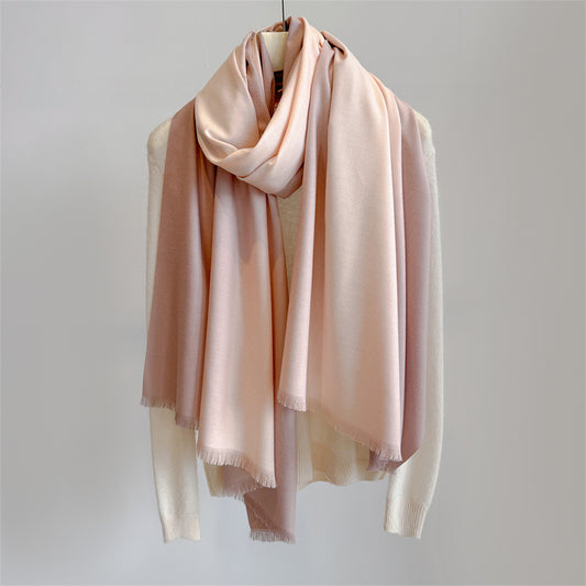 Elaris Ivory Gradient Light Cashmere Shawl