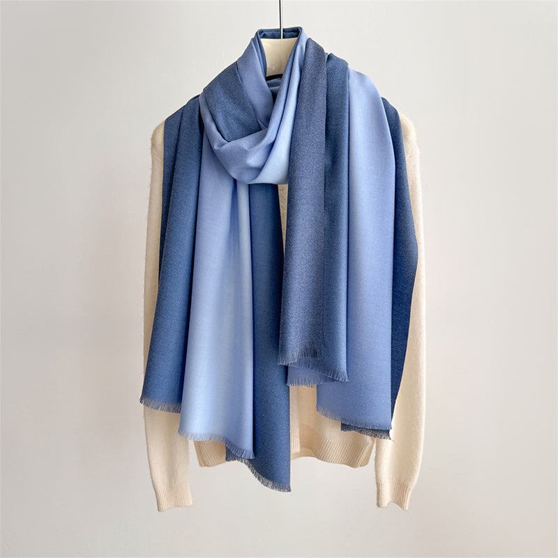 Elaris Sapphire Gradient Light Cashmere Shawl