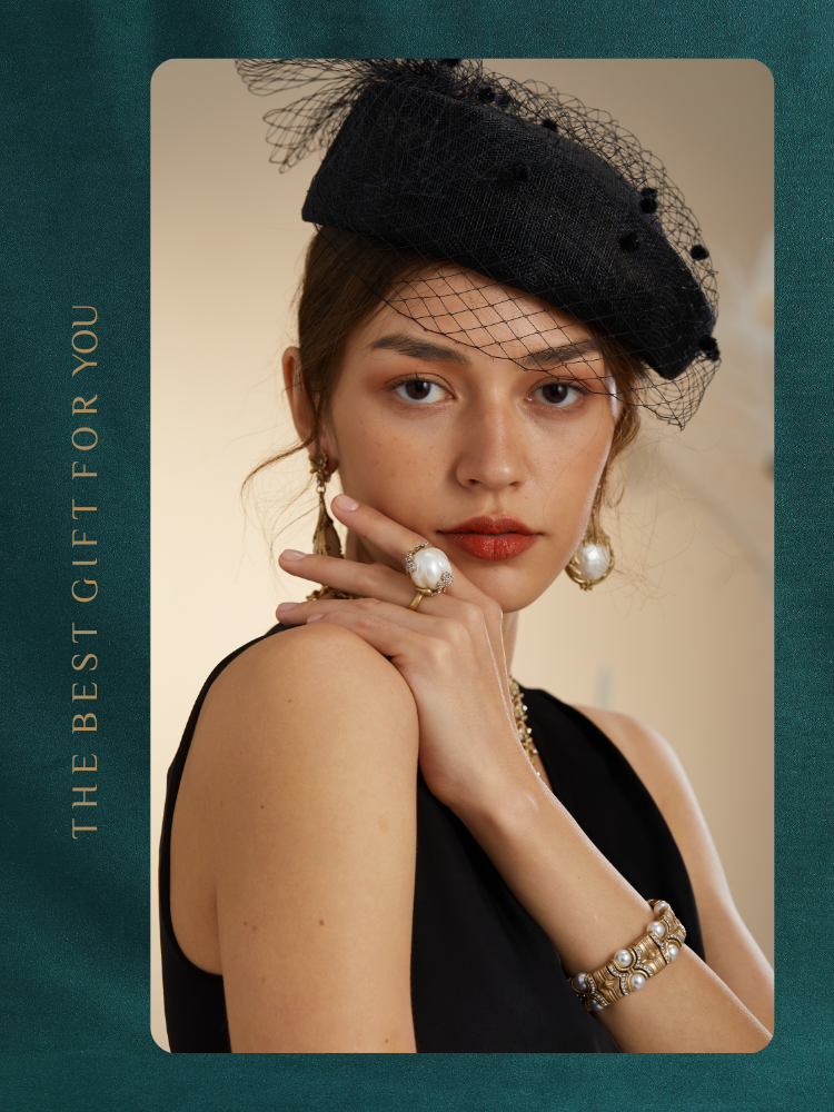 Mariselle Glass Pearl Antique Ring