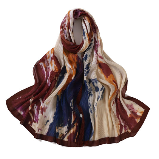Folda Crinkled Chiffon Stole (Brown)