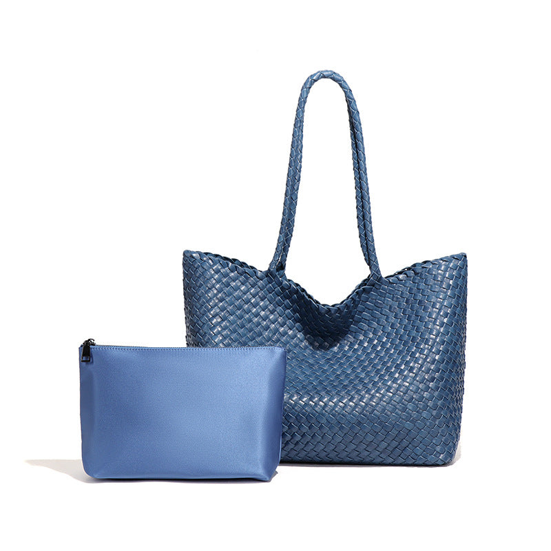 Orlena Vegan Leather Tote Bag (Blue)