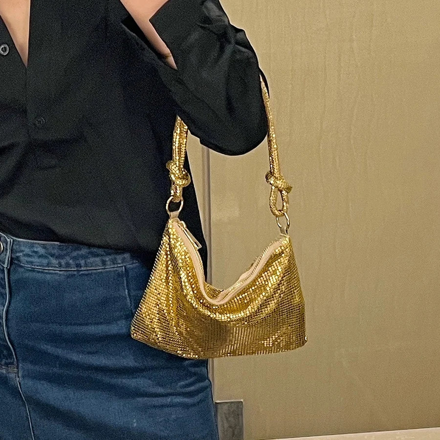 Lucia Metallic Handbag (Gold)
