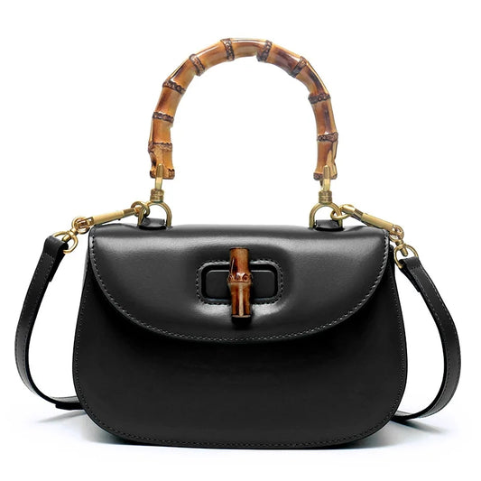 Riva Bamboo Genuine Leather Bag (Black)