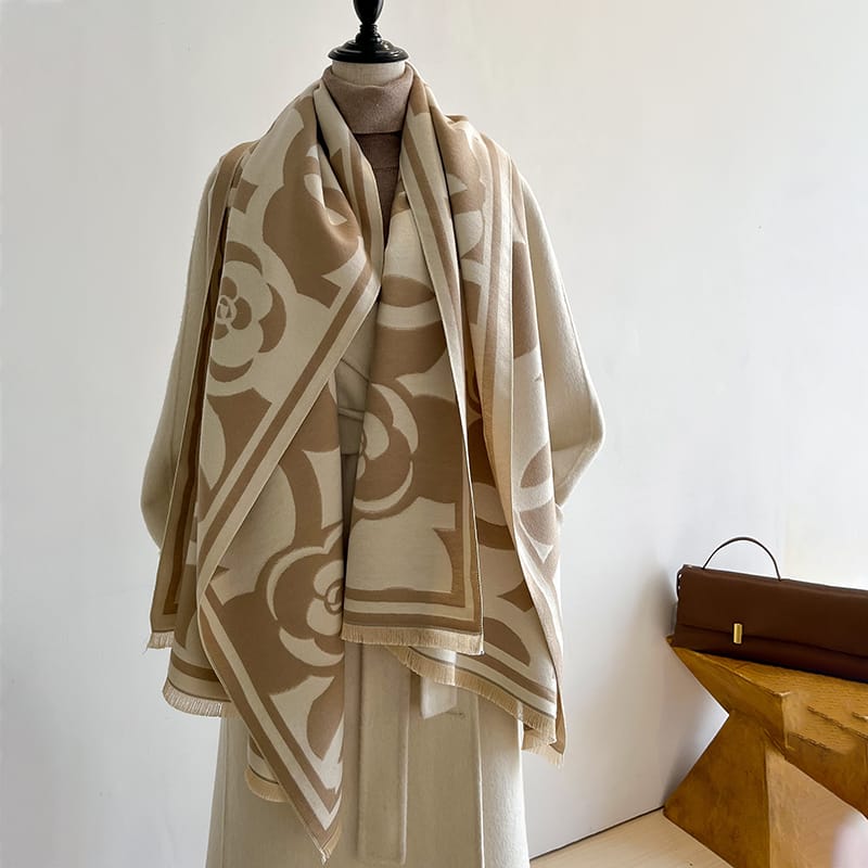 Neutral Scroll Shawl