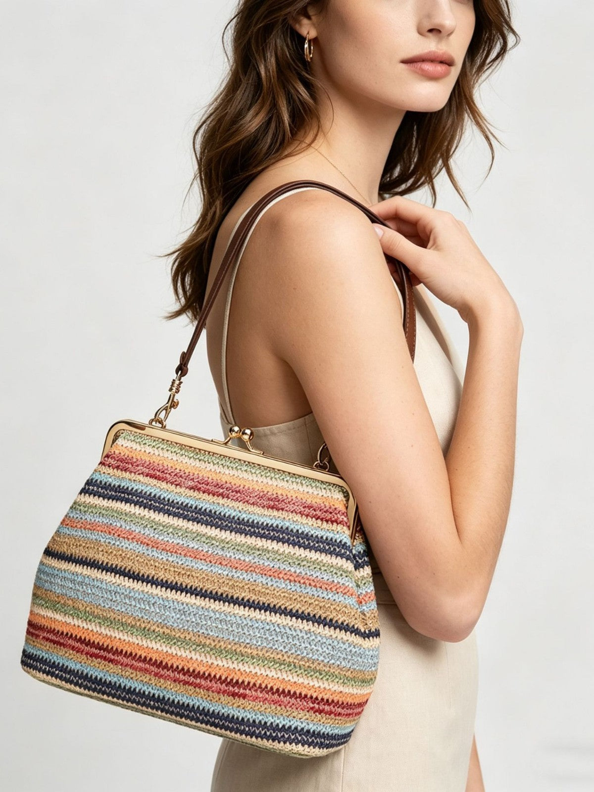 Amaris Straw Evening Bag (Rainbow)
