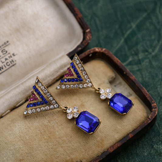 Elarise Blue Zirconia Antique Earrings