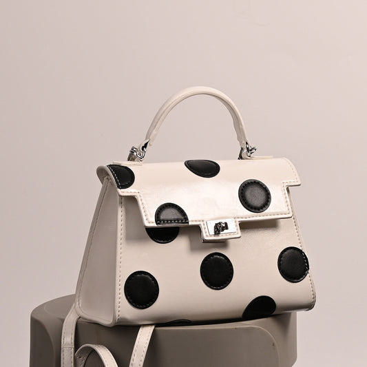 Minique PolkaDots Vegan Handbag (White)