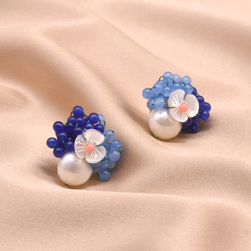 Isyora Pearl Earrings (Blue)