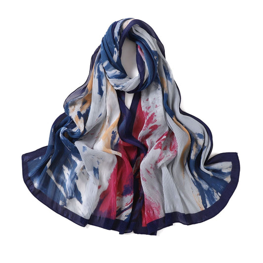 Folda Crinkled Chiffon Stole (Blue)