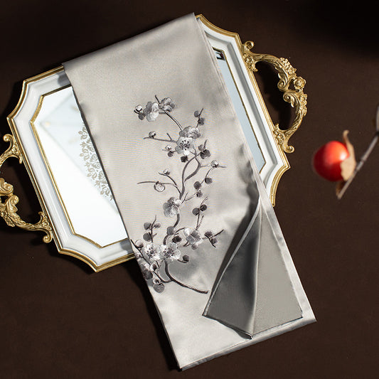 Eternal Steel Embroidered Silk Stole (135x 35)