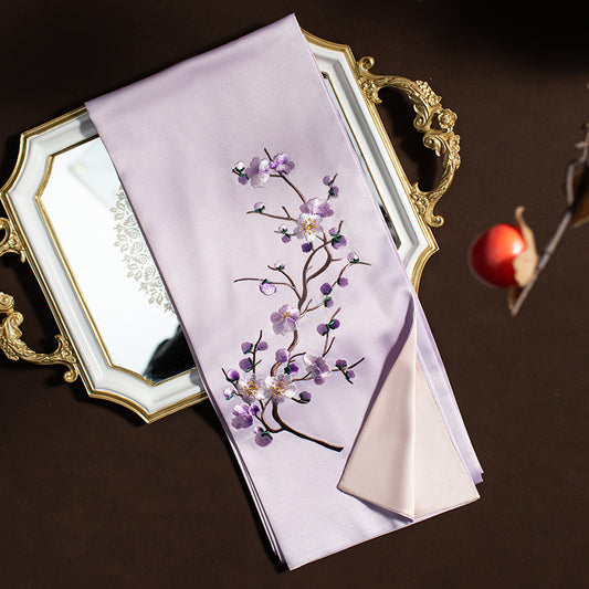 Eternal Lilac Embroidered Silk Stole (135x 35)