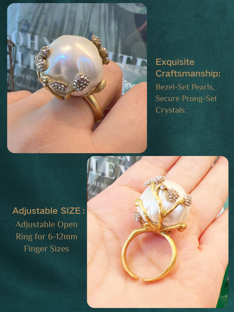 Mariselle Glass Pearl Antique Ring