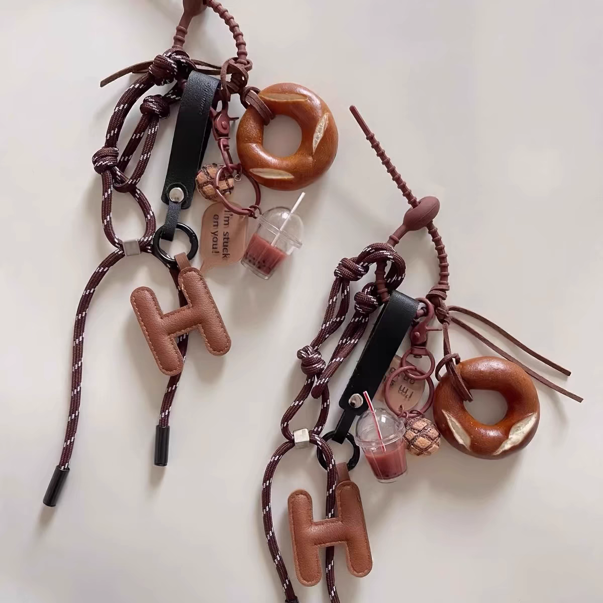 Caramel Loop Vegan Leather Bag Charm