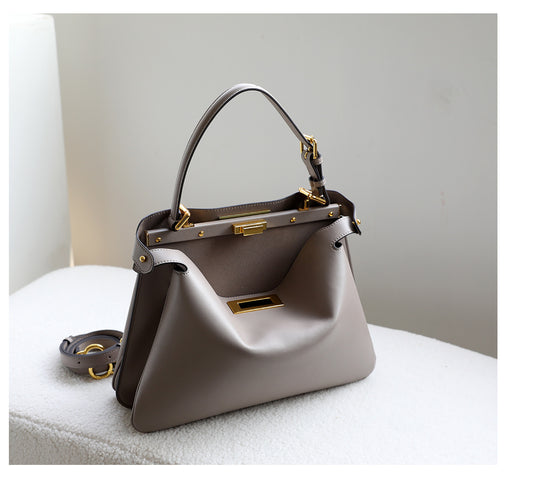 Tasia Genuine Leather Handbag (Grey)