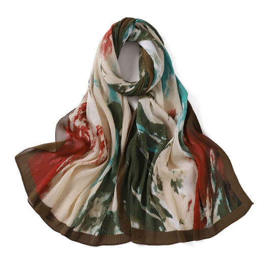Folda Crinkled Chiffon Stole (Green)