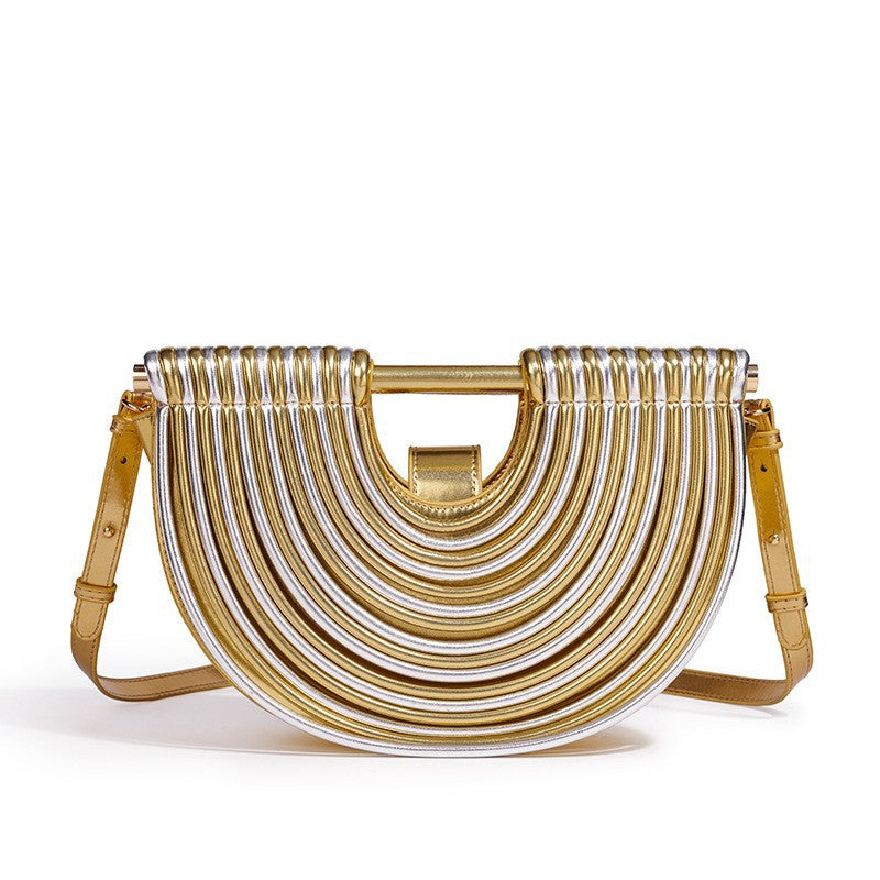 Sculpt Loop Vegan Leather Handbag (Gold Silver)