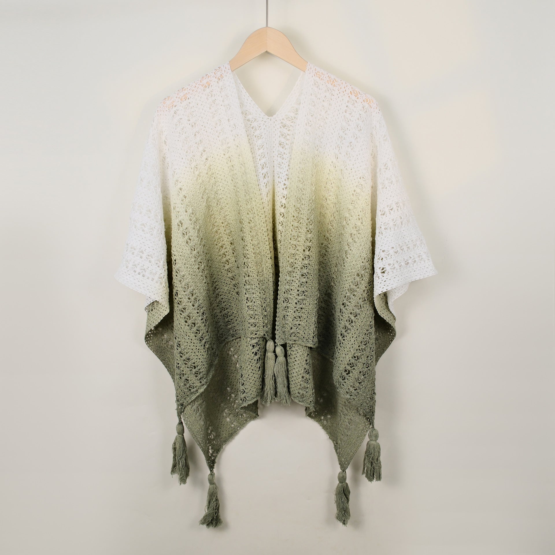 Lavinia Gradient Knitted Summer Poncho(Green)