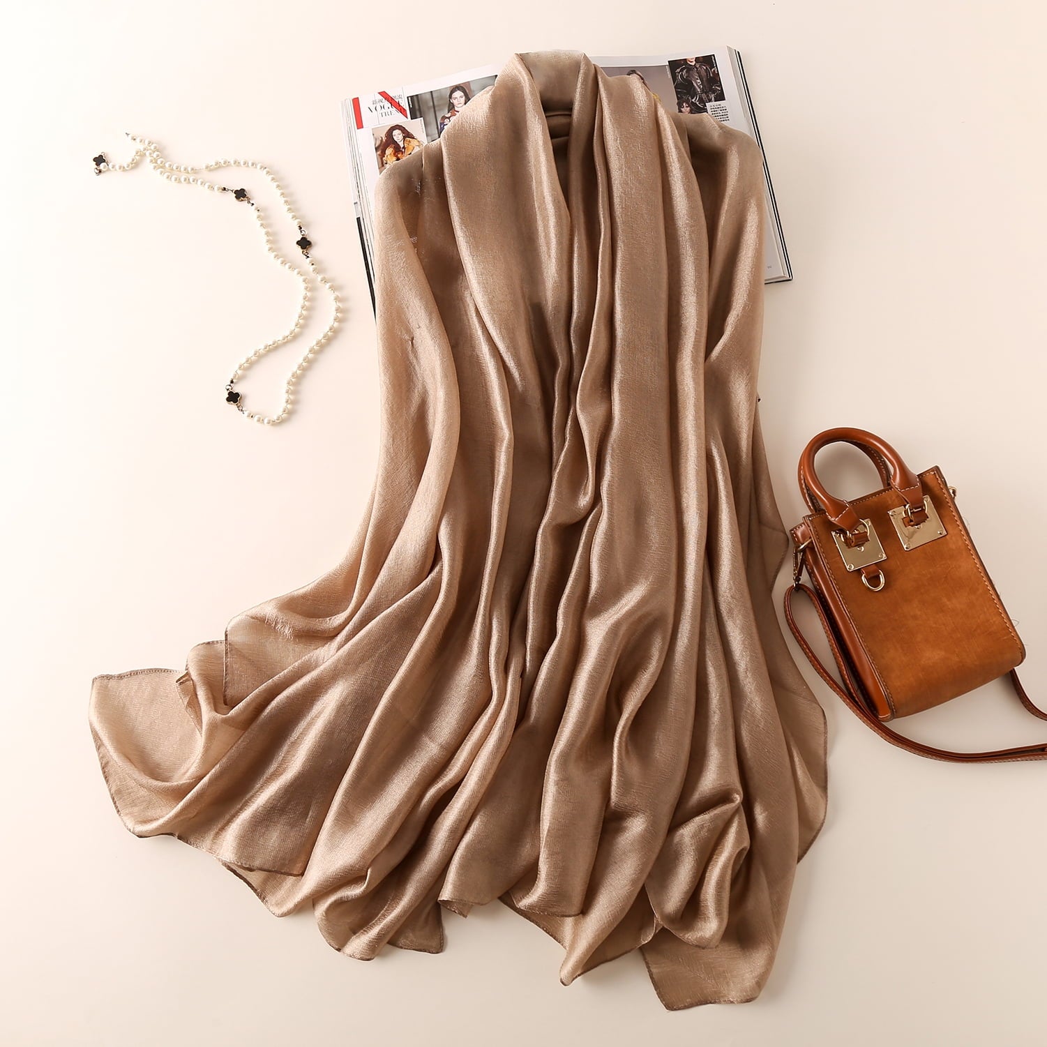 Glitter Golden Silk Linen Stole