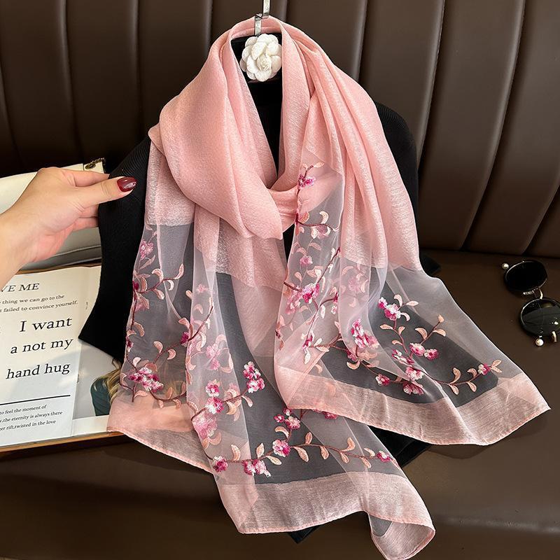 Dynasty Blush Embroidered Silk Stole