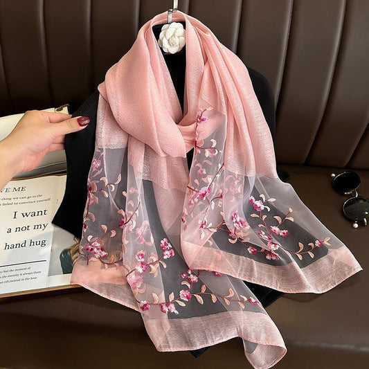 Dynasty Blush Embroidered Silk Stole